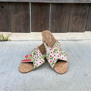 floral embroidered sandal heels